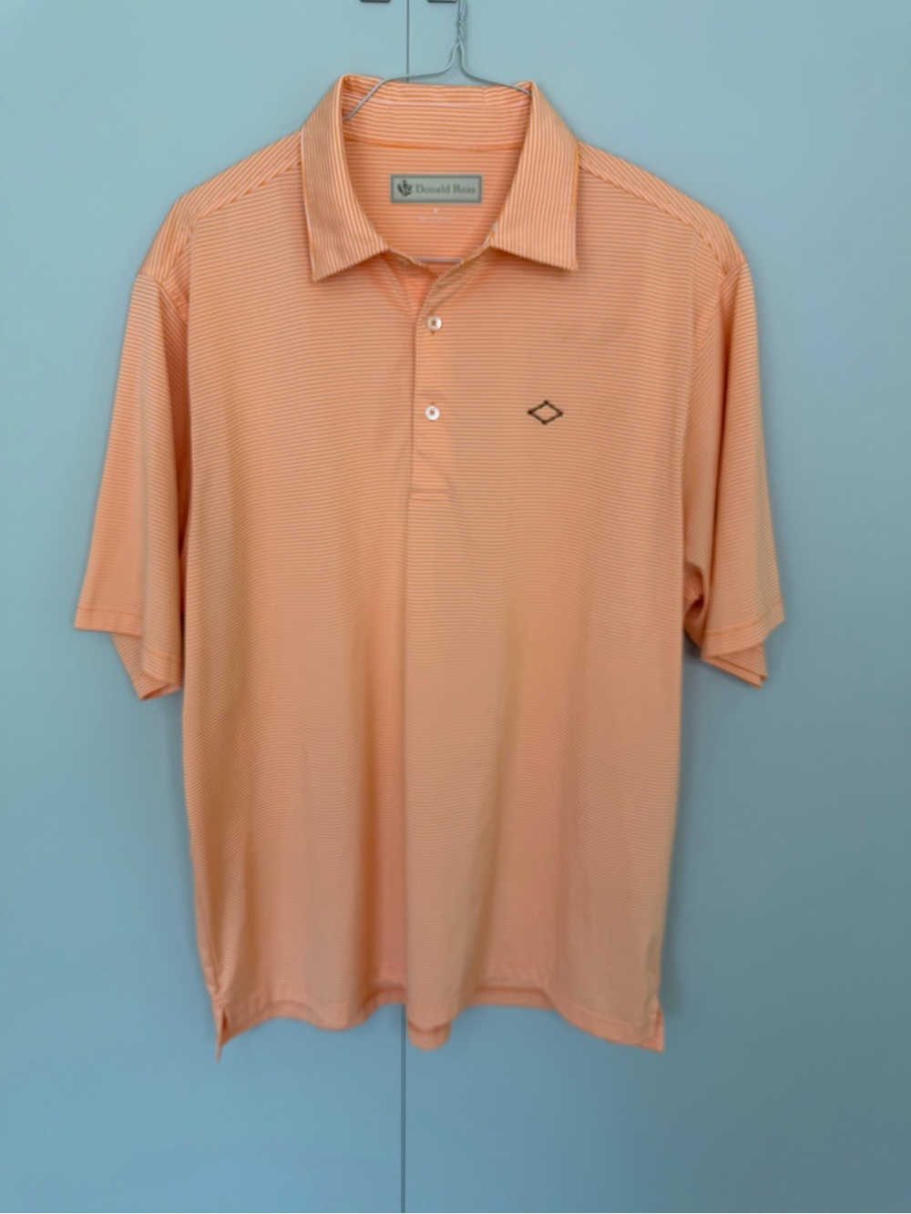 DONALD ROSS Men’s Peach Micro Stripe Performance Golf Polo